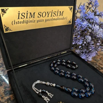Ateş Kehribar Tesbih 925 ayar Gümüş Püskül , Kadife Kutu , Harfli Kişiye Özel Seri, Sıkma,tespih Usta işi Gümüş