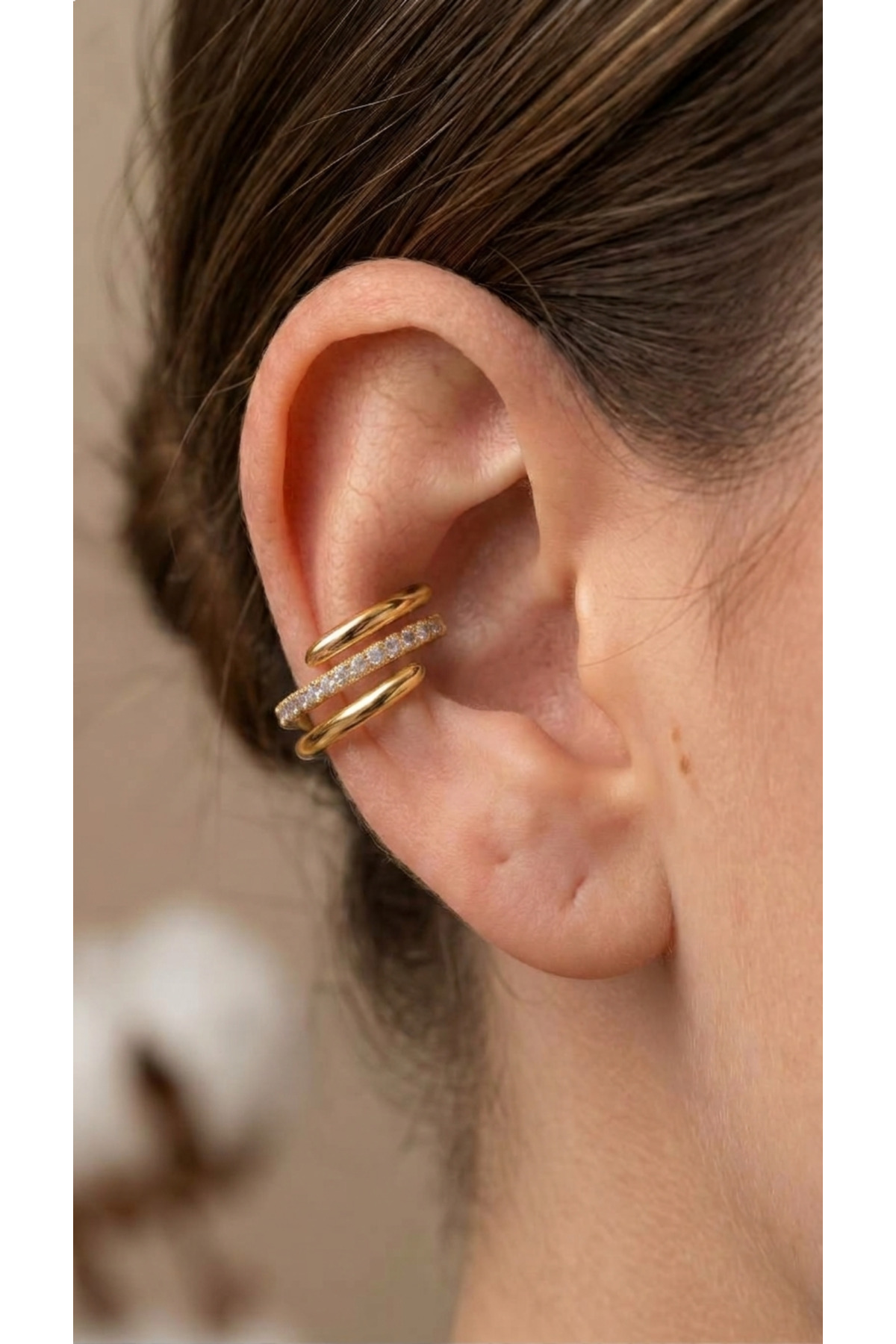 AURRARİ Kadın Altın Kaplama 6'lı Earcuff Küpe Seti
