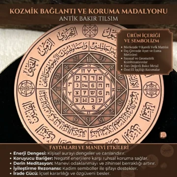 Ayetel Kürsi Esmaül Hüsna Bakır Kolye Vefk Tılsım %100 Saf Bakır Rızık Bolluk Bereket