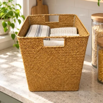 Bambu Hasır Derin Kare Düzenleyici/sepet/organizer 29cm 1 Adet