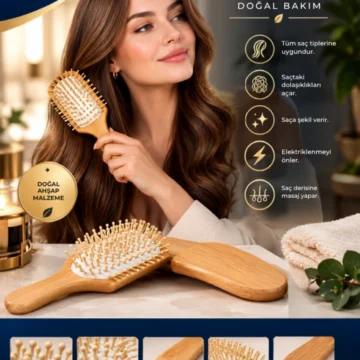 Bambu Uçlu Fırça Ahşap Saç Fırçası Ahşap Tarak Doğal Bambu Saç Açıcı Tüm Saçlar