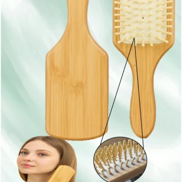 Bambu Uçlu Fırça Ahşap Saç Fırçası Ahşap Tarak Doğal Bambu Saç Açıcı (BÜYÜK BOY)-(Tüm Saçlar İçin)