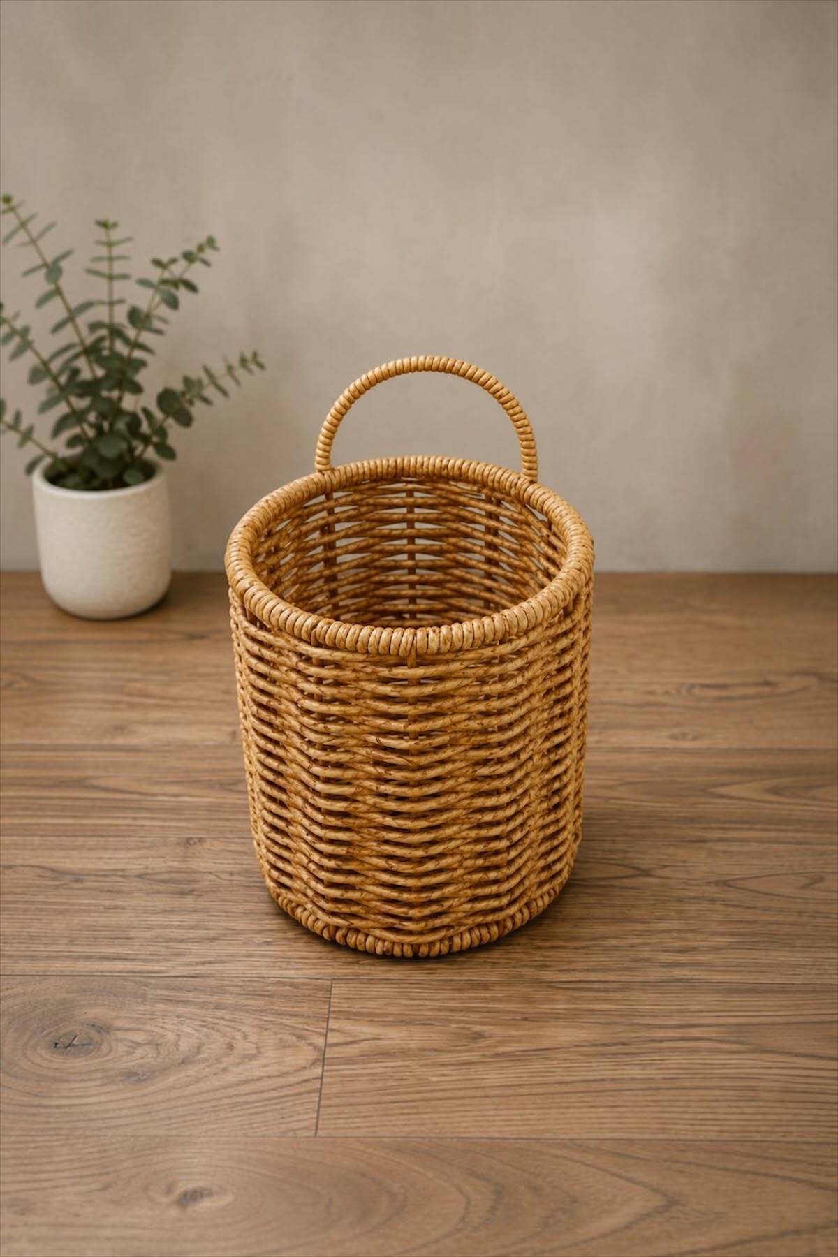 Bayev Favorite 9238 Rattan Asılabilir Mini Sepet Çok Amaçlı Düzenleyici Kaşıklık, Çiçeklik