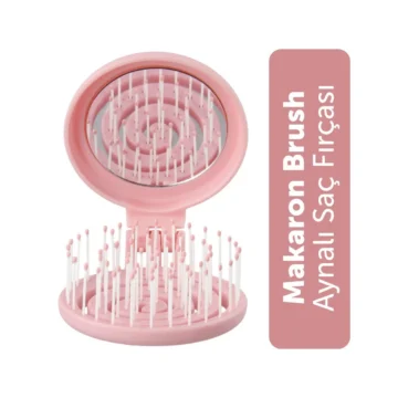 Beauty Makaron Saç Fırçası - 3D Esnek, Aynalı, Çanta Boy - Compact Detangler