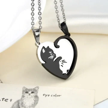 Best Friends Yin Yang Kedi Kolye Kalp Sevgili Çift Arkadaş Kolyesi