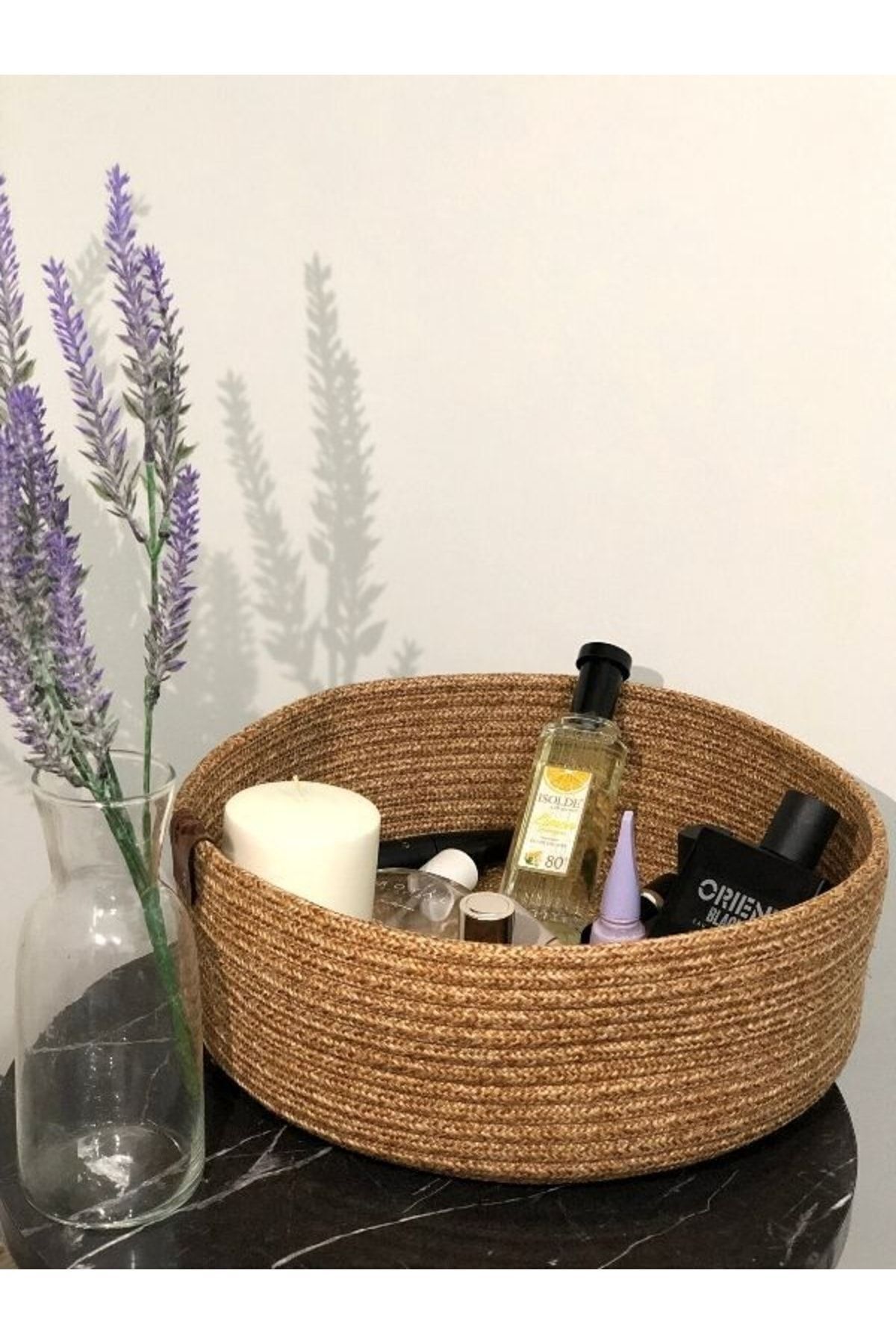 BEVEZ HOME Bohça, Çok Amaçlı Sepet, Banyo Ve Mutfak Organizeri Hasır 25x10