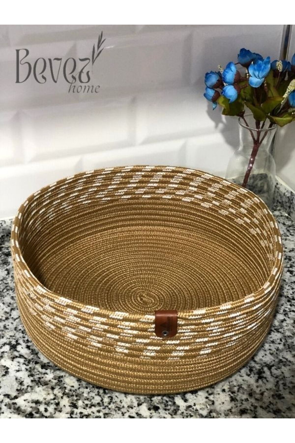 BEVEZ HOME Bohça, Çok Amaçlı Sepet, Banyo Ve Mutfak Organizeri Hasır 25x10
