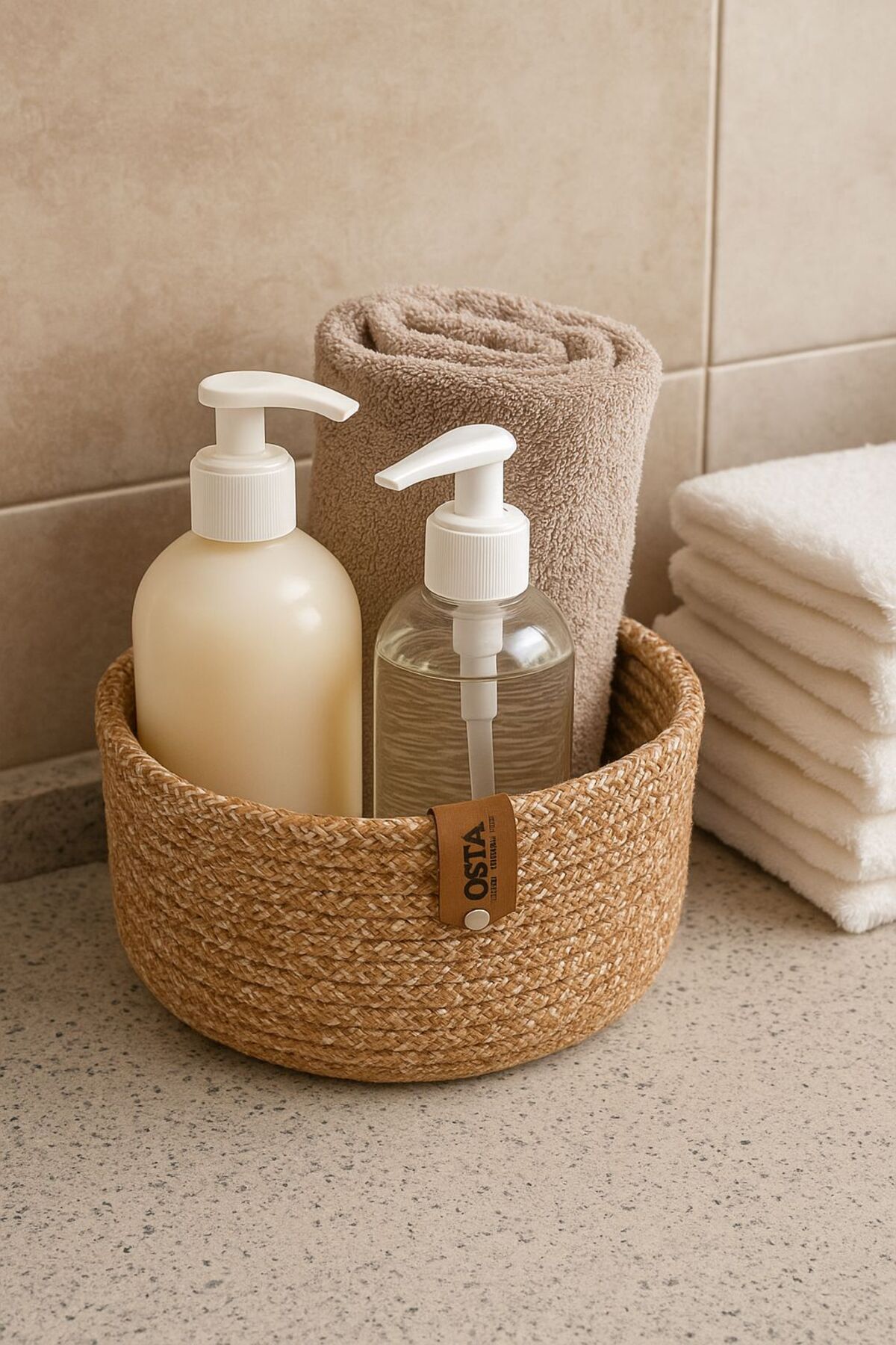 BEVEZ HOME Bohça, Çok Amaçlı Sepet, Banyo Ve Mutfak Organizeri Hasır 25x10