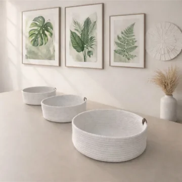 Beyaz Sepet Takımı - 3'lü Çok Amaçlı Düzenleyici Set - Banyo Ve Mutfak Organizeri