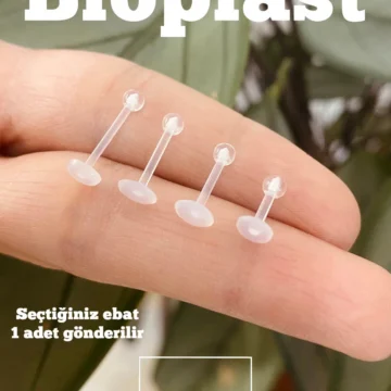 Bioplast Piercing Alerji Yapmaz Şeffaf Helix Conch Dudak Burun Lobe Labret Kulak Tragus Küpe