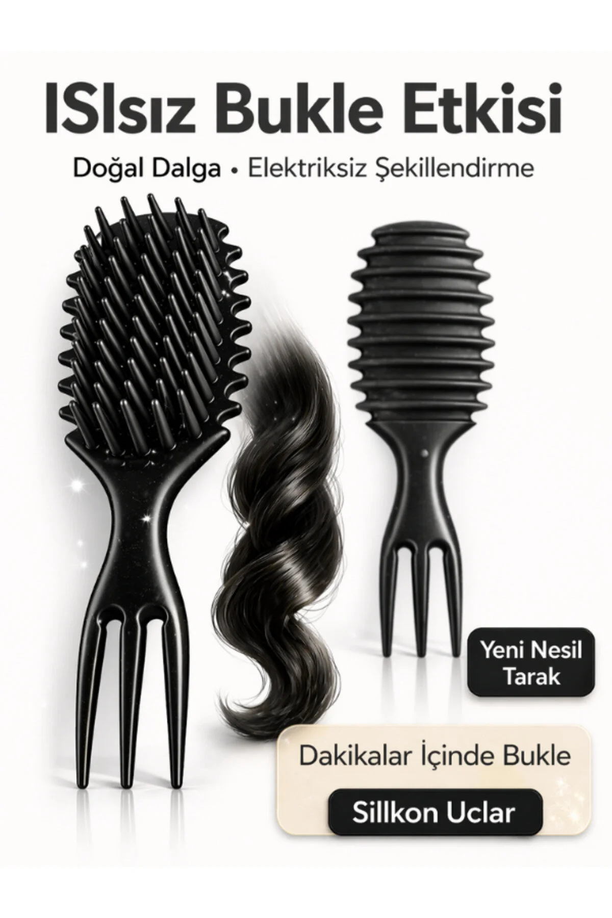 Bukle Tarağı Kıvırcık Saç Tarağı Saç Şekillendirici Tarak Saç Masaj Tarağı Mucizevi Tarak Saç Şekillendirme Seti Çok Amaçlı Kullanım Silikon Uçlar İle Yeni Nesil Sihirli Tarak Saç Fırçası Ve Tarak