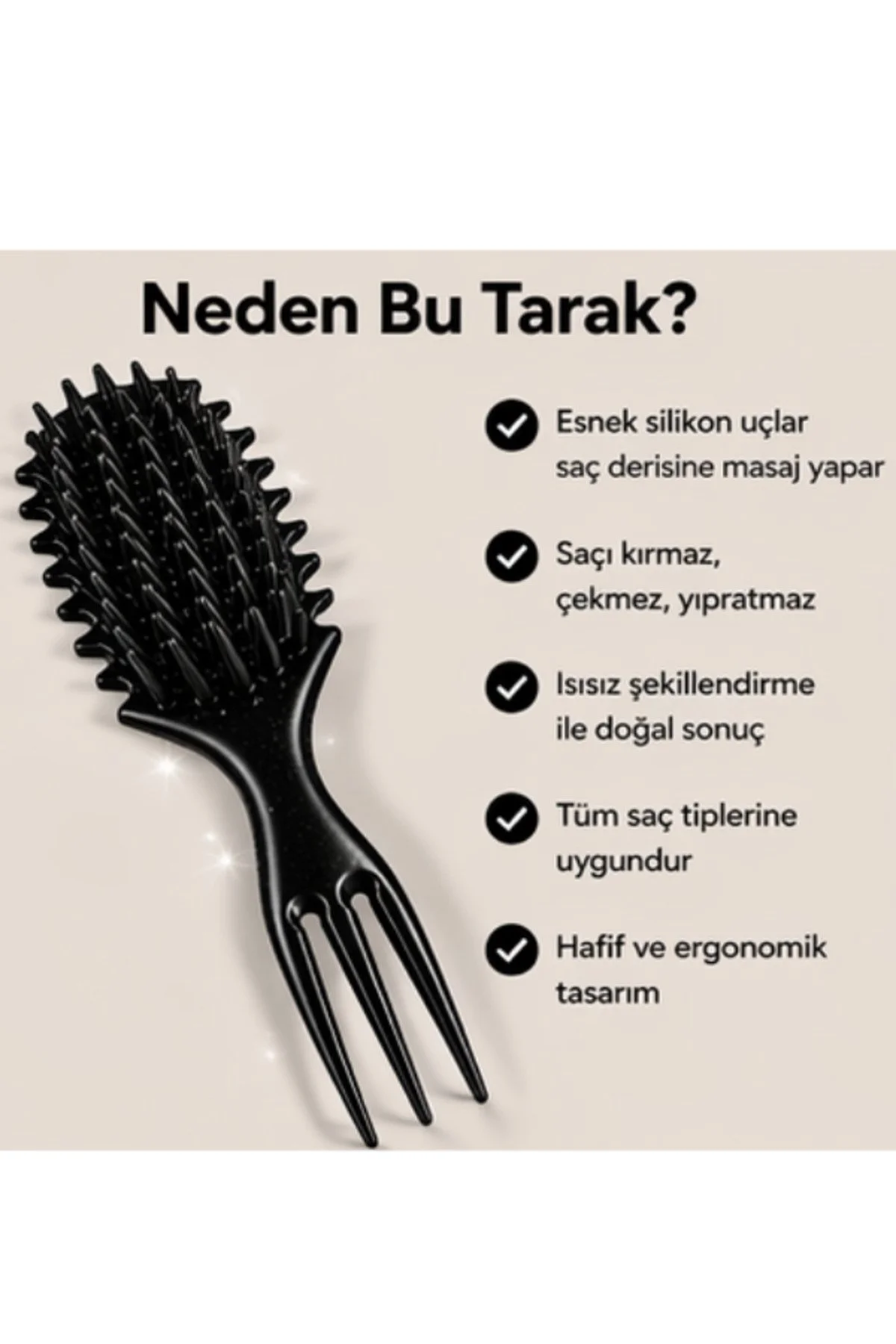 Bukle Tarağı Kıvırcık Saç Tarağı Saç Şekillendirici Tarak Saç Masaj Tarağı Mucizevi Tarak Saç Şekillendirme Seti Çok Amaçlı Kullanım Silikon Uçlar İle Yeni Nesil Sihirli Tarak Saç Fırçası Ve Tarak - Görsel 5