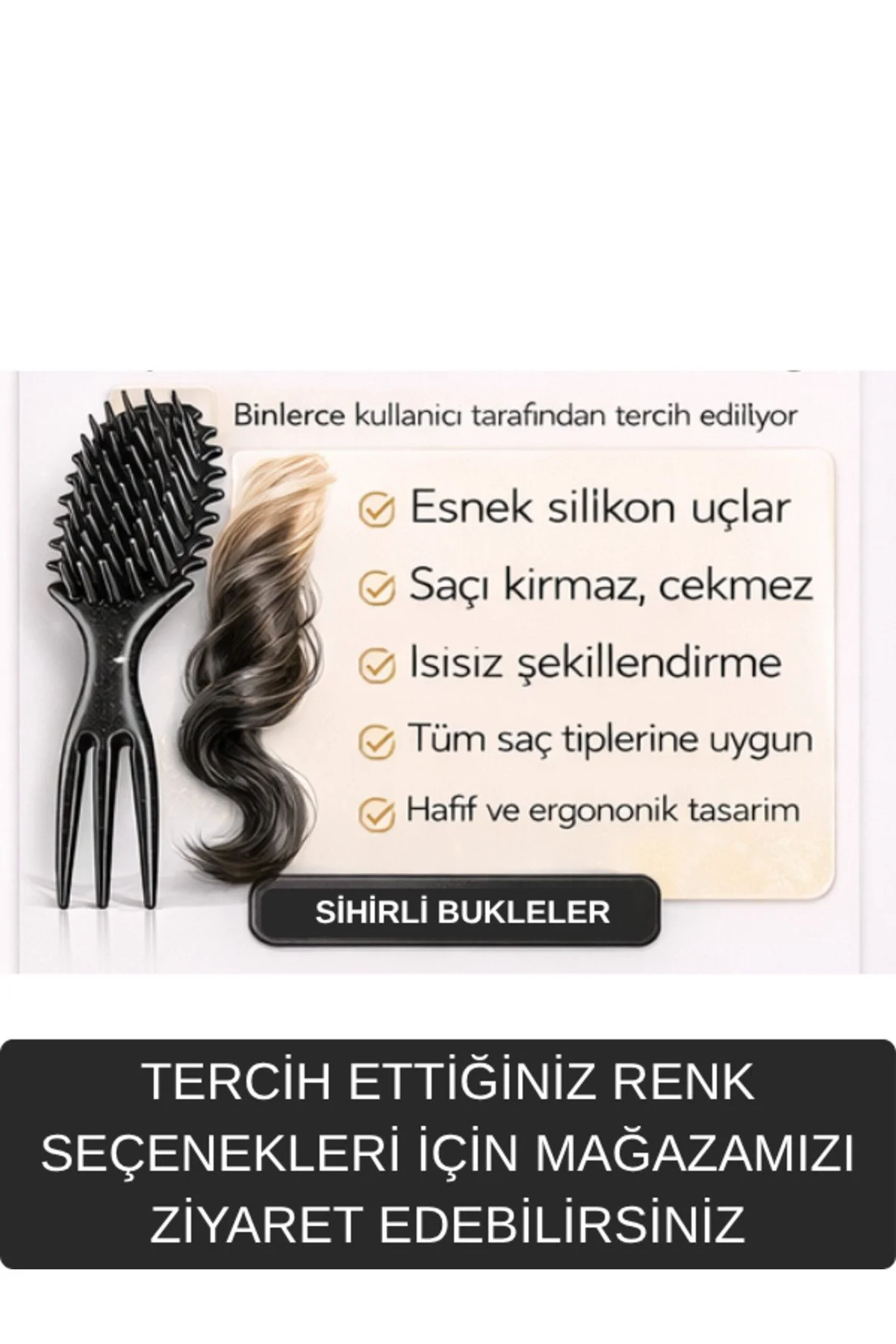 Bukle Tarağı Kıvırcık Saç Tarağı Saç Şekillendirici Tarak Saç Masaj Tarağı Mucizevi Tarak Saç Şekillendirme Seti Çok Amaçlı Kullanım Silikon Uçlar İle Yeni Nesil Sihirli Tarak Saç Fırçası Ve Tarak - Görsel 8