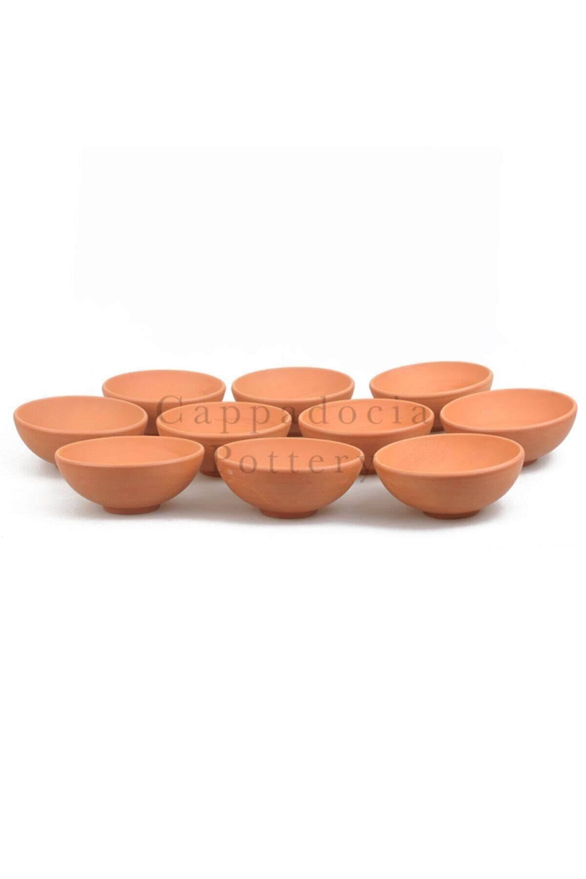 Cappadocia Pottery 10lu 12cm Kase Tipi Doğal Terleyen Çömlek Toprak Yayvan Saksı No.178