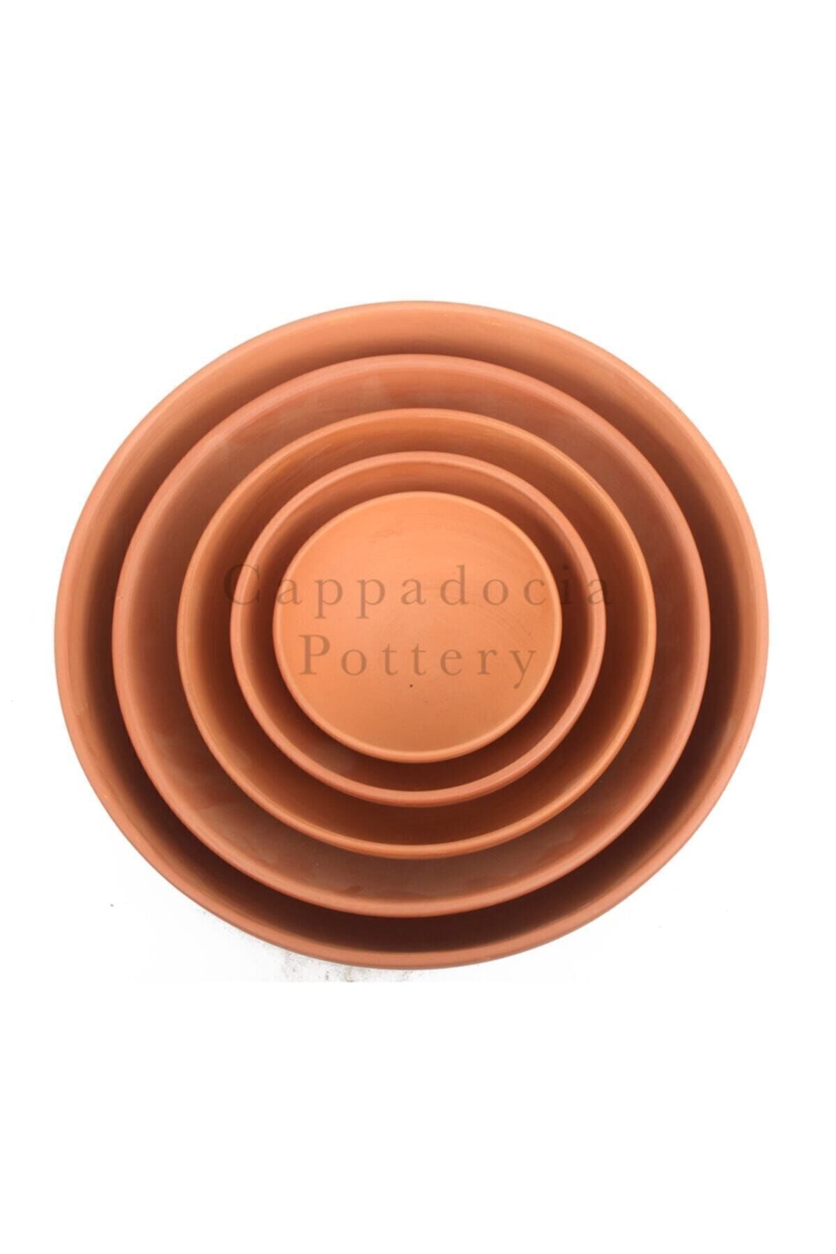 Cappadocia Pottery 10lu 12cm Kase Tipi Doğal Terleyen Çömlek Toprak Yayvan Saksı No.178