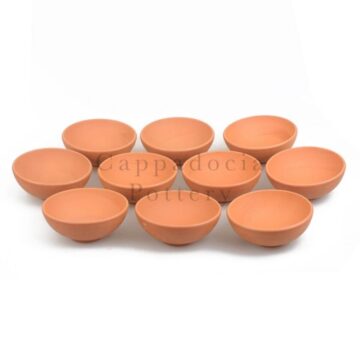 Cappadocia Pottery 10lu 12cm Kase Tipi Doğal Terleyen Çömlek Toprak Yayvan Saksı No.178