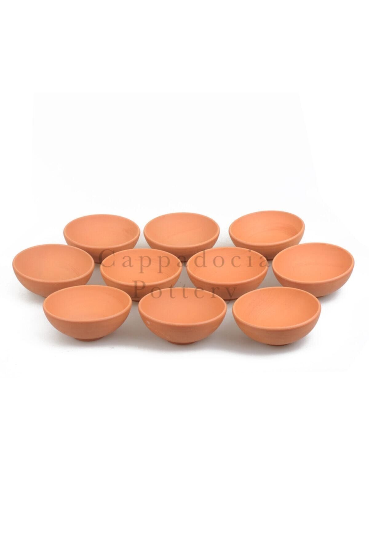 Cappadocia Pottery 10lu 12cm Kase Tipi Doğal Terleyen Çömlek Toprak Yayvan Saksı No.178
