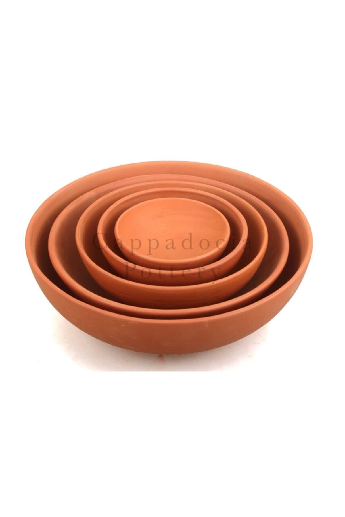 Cappadocia Pottery 10lu 12cm Kase Tipi Doğal Terleyen Çömlek Toprak Yayvan Saksı No.178