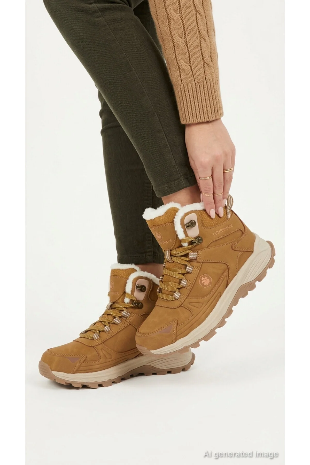 CAPRI HI 6PR Kadın Bot Outdoor İçi Peluş Kürklü Bağcıklı Kışlık Günlük Kalın Tırtıklı Taban 6PRMRV