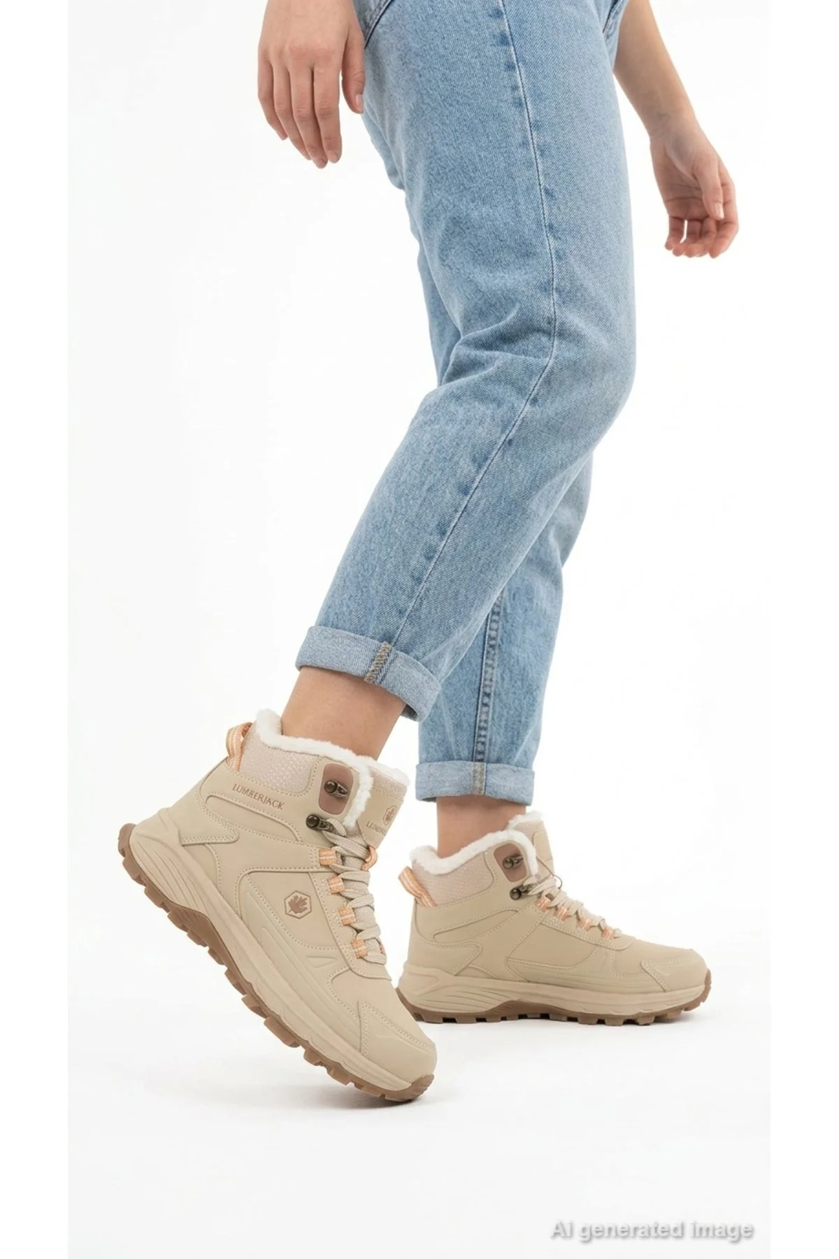 CAPRI HI 6PR Kadın Bot Outdoor İçi Peluş Kürklü Bağcıklı Kışlık Günlük Kalın Tırtıklı Taban 6PRMRV - Görsel 4
