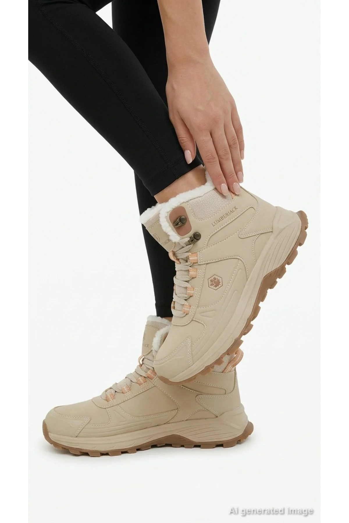CAPRI HI 6PR Kadın Bot Outdoor İçi Peluş Kürklü Bağcıklı Kışlık Günlük Kalın Tırtıklı Taban 6PRMRV - Görsel 5