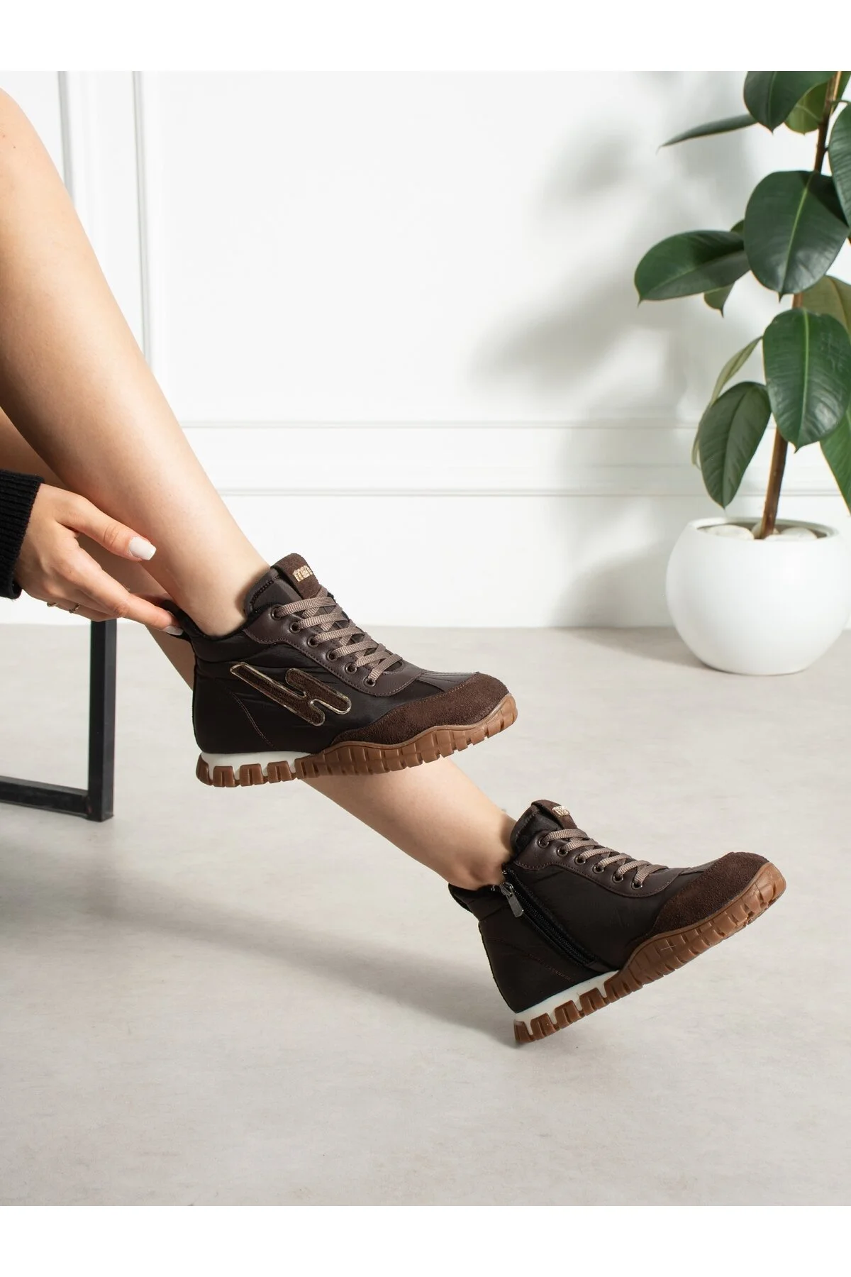 CARİNA Krem İçi Kürklü Gizli Topuk Kadın Sneakers Bot - Görsel 3