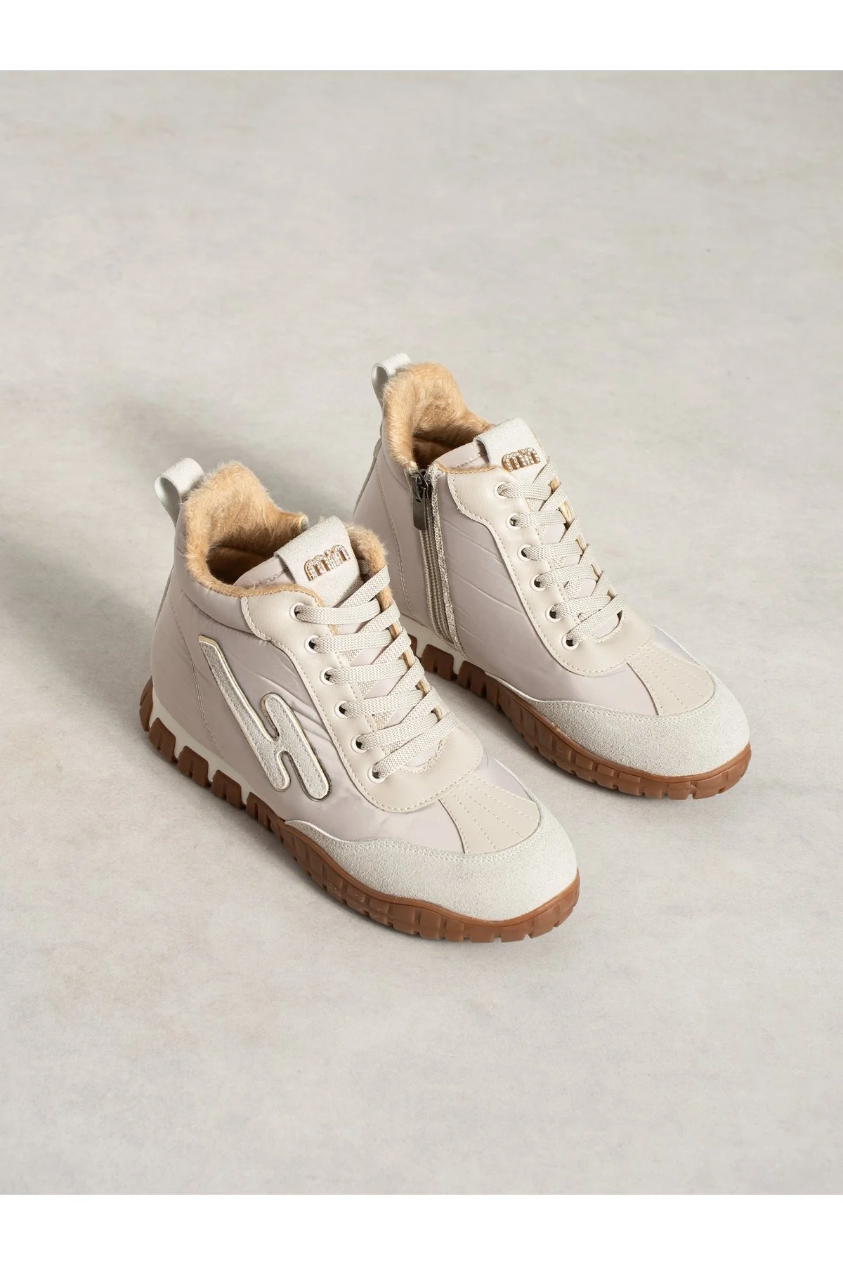 CARİNA Krem İçi Kürklü Gizli Topuk Kadın Sneakers Bot - Görsel 9