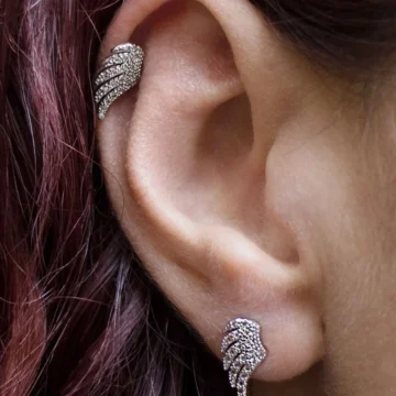 Çelik melek kanadı kıkırdak helix tragus piercing(1adet)