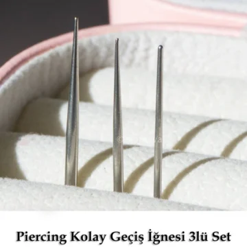 Çelik Piercing Kolay Takma Geçiş İğnesi Konik Aparatı (3lü Set)