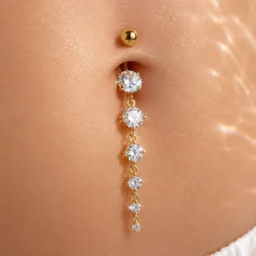 Çelik Su Yolu Işık Seli Sallantılı Göbek Piercingi Gümüş Renkli