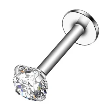 Cerrahi Çelik (5 mm Taşlı) Tragus Helix Dudak Kıkırdak Piercing Küpe Gold Renk (Beden seçiniz)