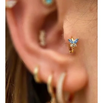 Cerrahi Çelik Gold Renk Kelebek Mini Halka Tragus Helix Kıkırdak Piercingi