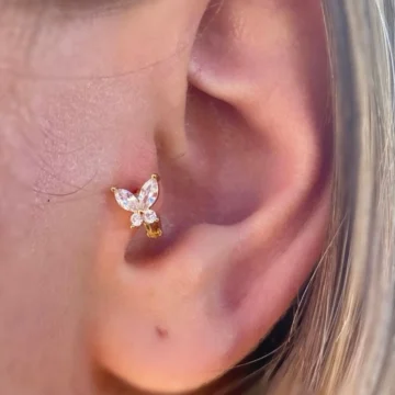 Cerrahi Çelik Halka Kelebek Tragus Piercing