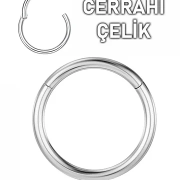 Cerrahi Çelik Klipsli Tam Halka Septum Daith Helix Tragus Smiley Conch Piercingi (1 Adet)