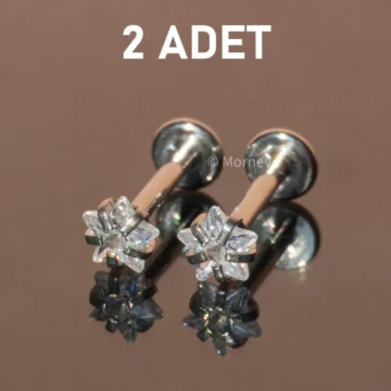 Cerrahi Çelik Kristal Yıldız Kıkırdak Helix Tragus Piercingi (2 Adet)