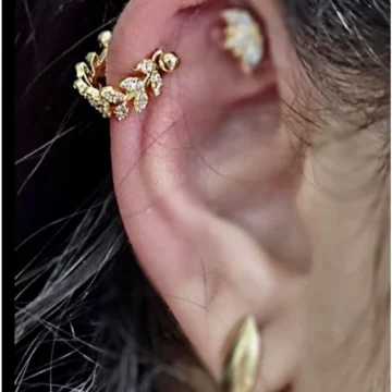 Cerrahi Çelik Rosegold Helen Kıkırdak Conch Kulak Memesi Piercingi