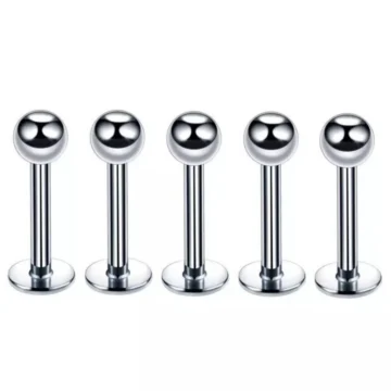 Cerrahi Çelik Sivri Uçlu Tragus Helix Piercing 5 Adet 8 mm