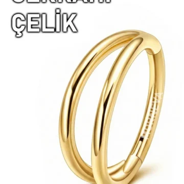Cerrahi Çelik Tek Delikte Ayrık İkili Halka Kulak Helix Conch Piercingi (1 Adet)