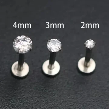 Cerrahi Çelik Tek Taş Tragus Dudak Lobe Piercing
