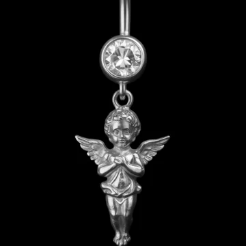 Cerrahi Çelik Zirkon Taşlı Göbek Piercing