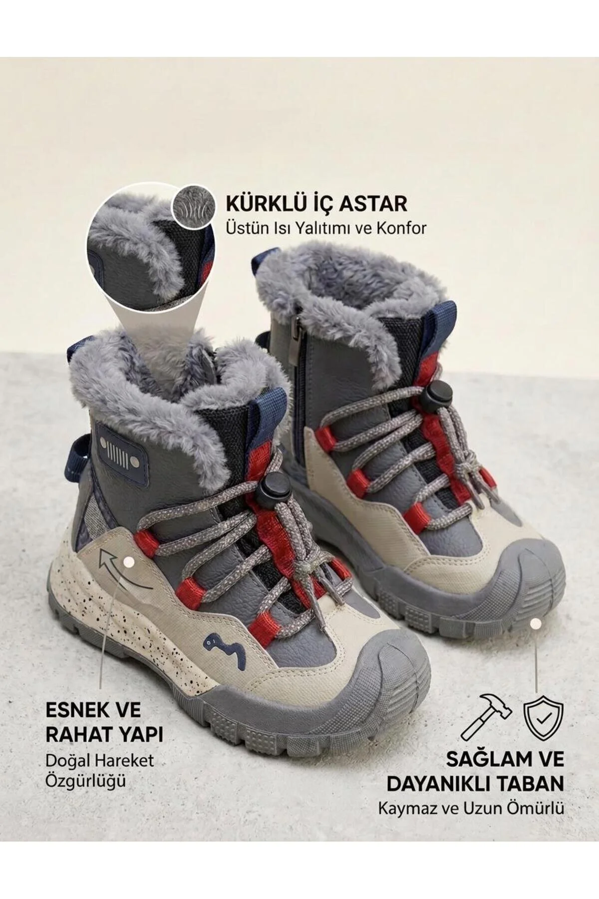 Cherokee Çocuk Tüylu Fermuarlı Outdoor Bot