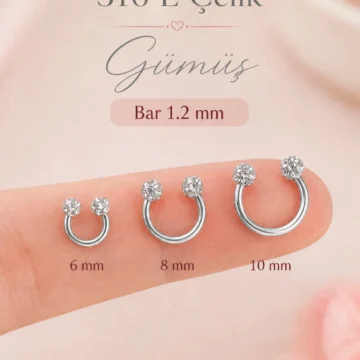 Çift Taşlı 316L Çelik Piercing Tragus Helix Septum Burun Küpesi