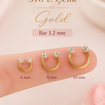 Çift Taşlı 316L Çelik Piercing Tragus Helix Septum Burun Küpesi