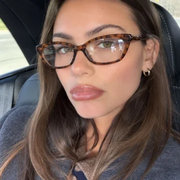 CINDY Kadın Leopar Desenli Şeffaf Camlı Cat Eye Gözlük Kahverengi Kemik Çerçeve Retro Vintage