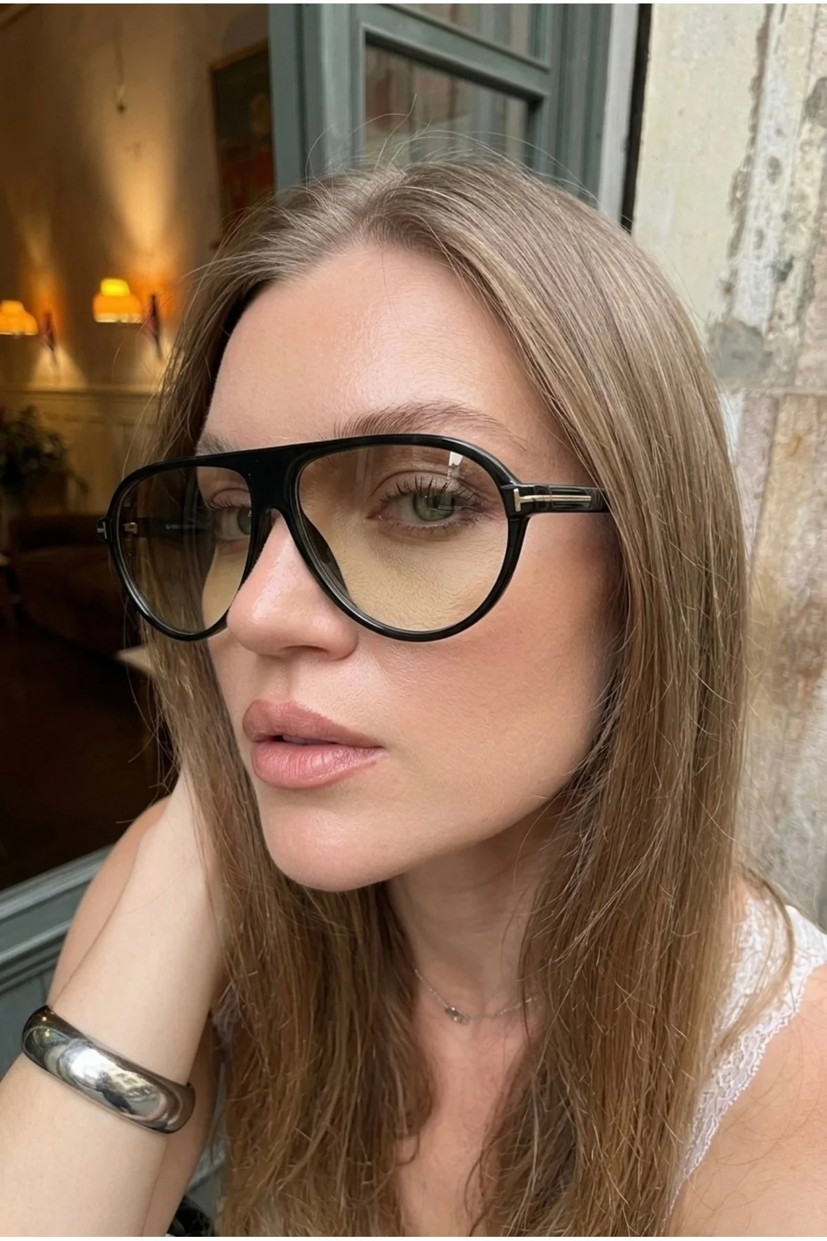 Clara Unısex Vintage Kahverengi Çerçeveli Nude Ultra Hafif Uv400 Filtreli Güneş Gözlüğü - Görsel 2