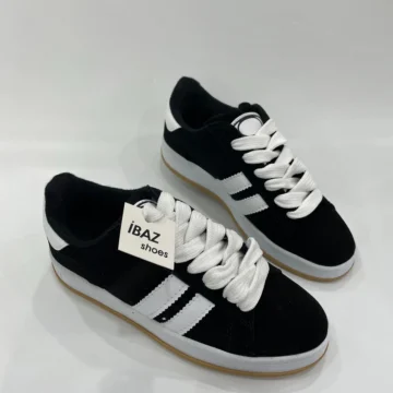 Cmp Siyah Beyaz Çizgili Kahverengi Tabanlı Sneaker
