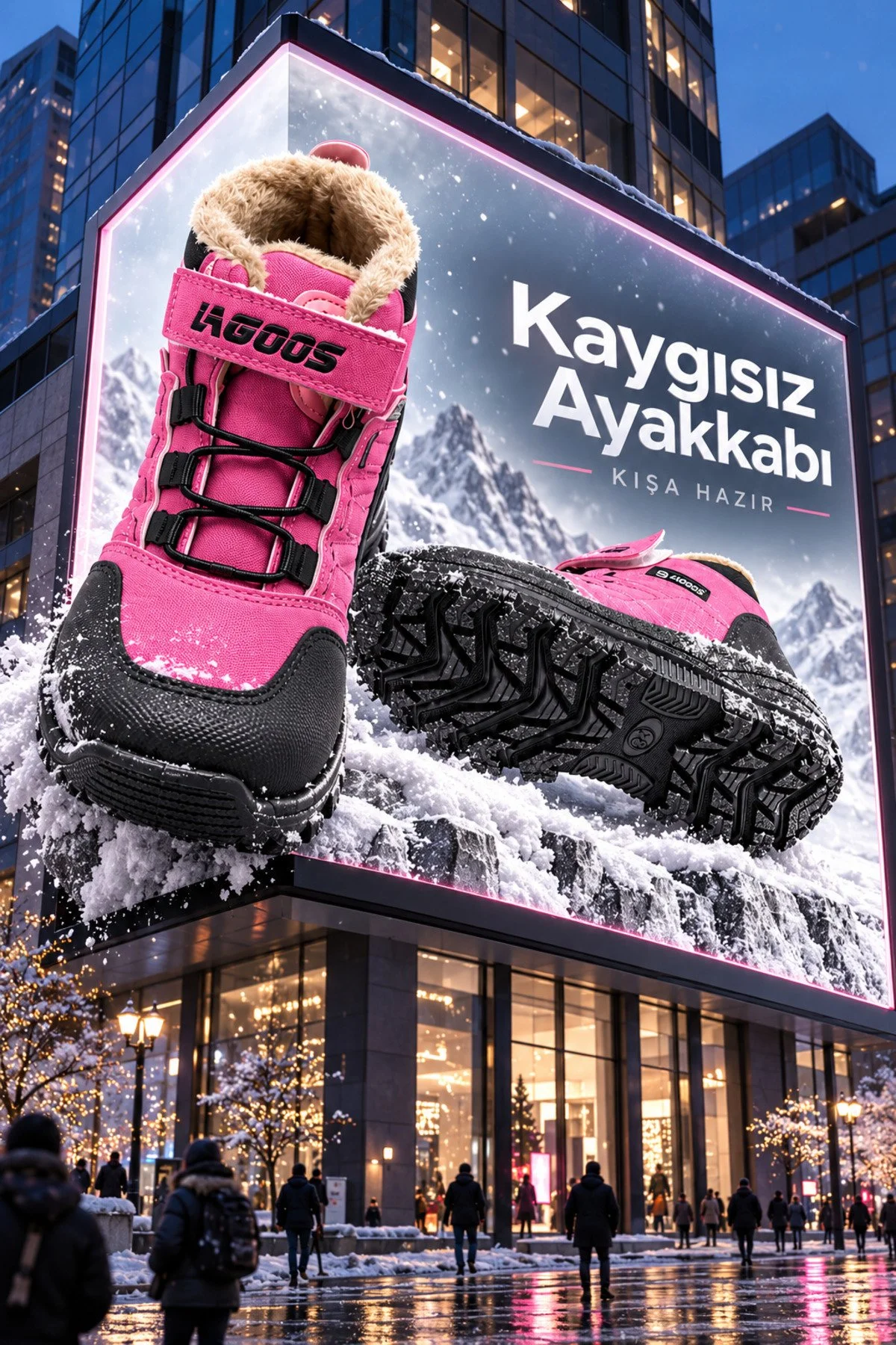 Çocuk Bot Kürklü İç Astarlı Kalın Tabanlı Kışlık Outdoor Bot - Görsel 4