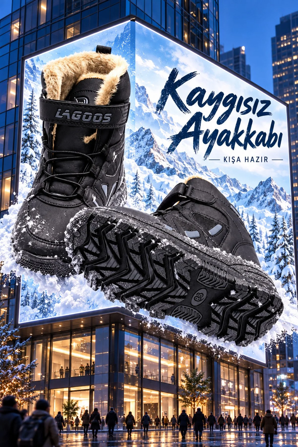 Çocuk Bot Kürklü İç Astarlı Kalın Tabanlı Kışlık Outdoor Bot - Görsel 6