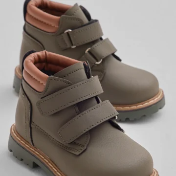 Çocuk Unisex Camel Kalın Termo Taban Sıcak Astarlı Çift Cırtlı Bot