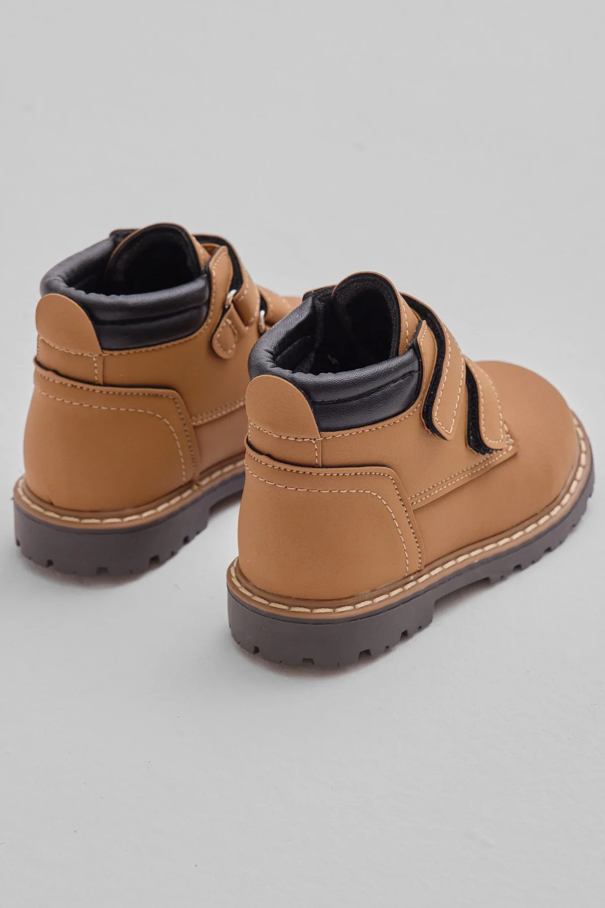 Çocuk Unisex Camel Kalın Termo Taban Sıcak Astarlı Çift Cırtlı Bot - Görsel 8
